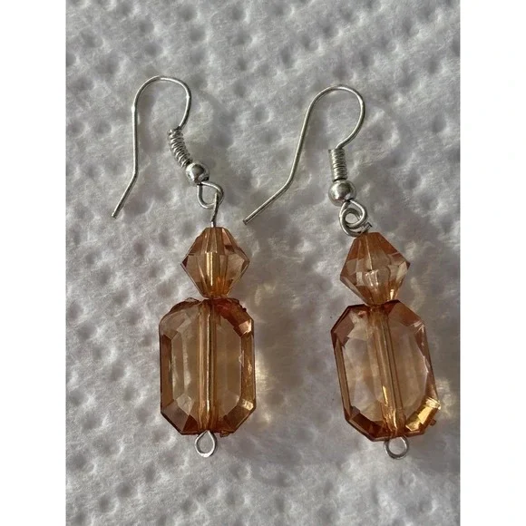 2 Pairs Drop Dangle Earrings Jewelry For Women Peach Colored & Blue/Green - Picture 2 of 7